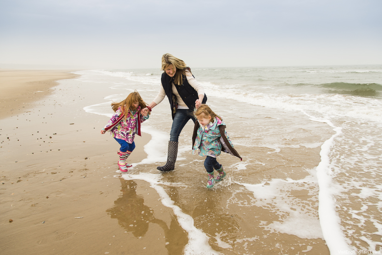 Family taking a short break on the Norfok Coast